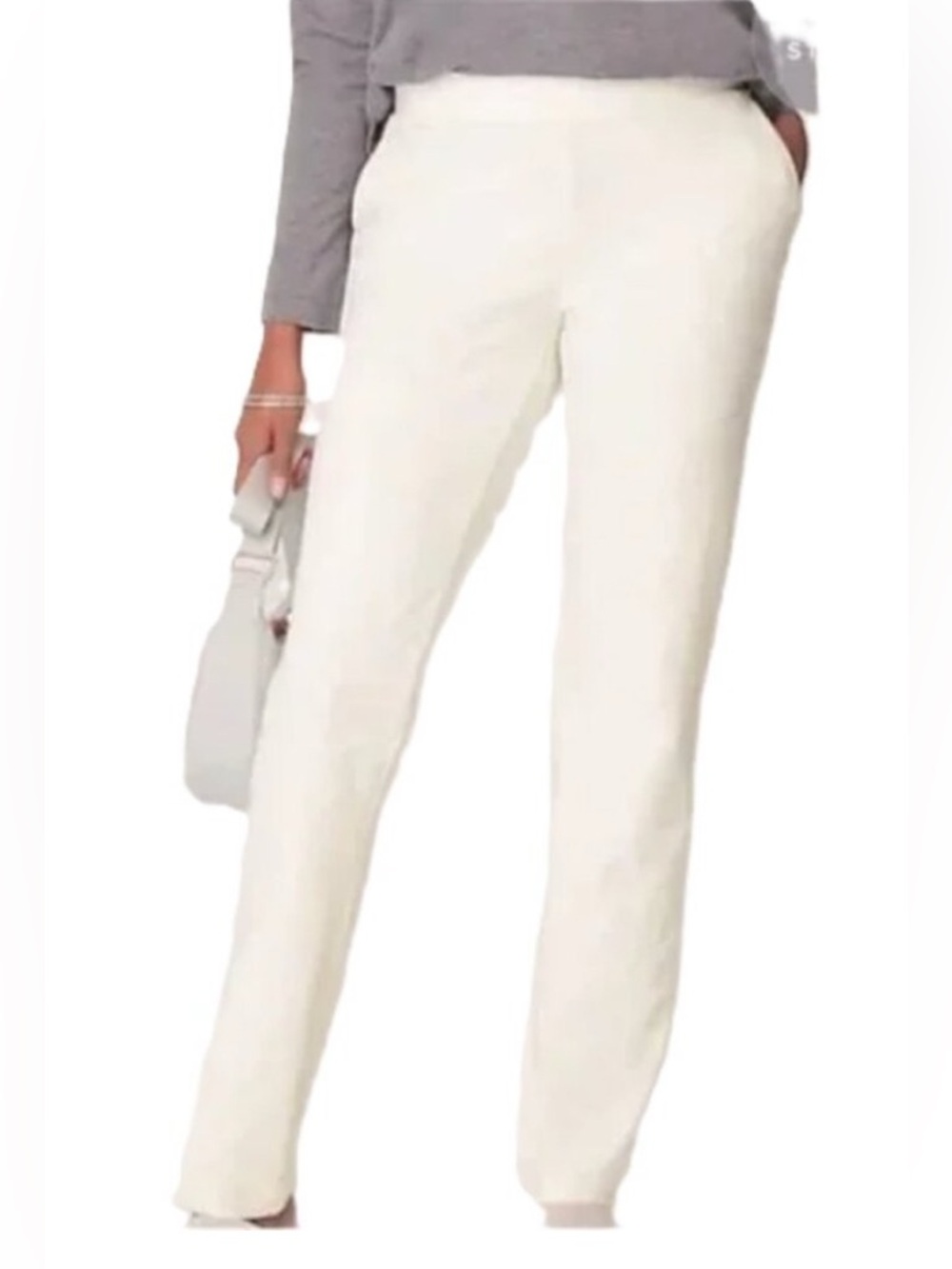 Pure Jill Slim Leg Pants Small Ivory Pima Cotton Blend Stretch Pull-On